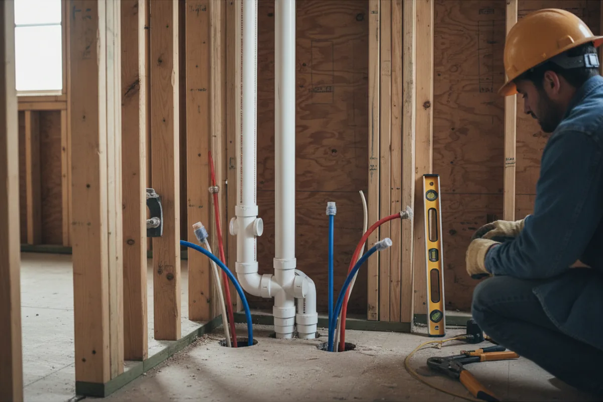 Drain and supply rough-in during Sump Pump Repair in Spotsylvania