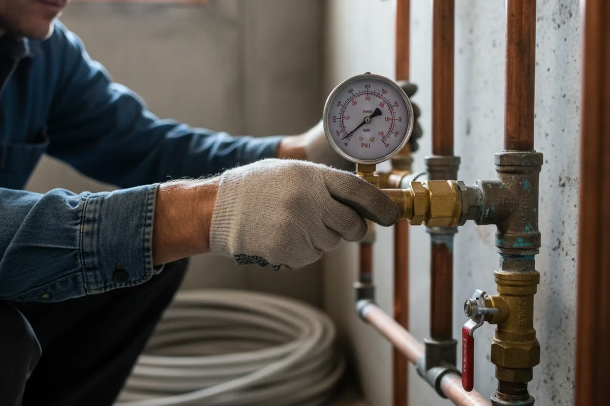 Pressure testing a repaired line during Water Line Repair in Spotsylvania